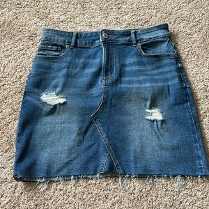 Distressed Denim Skirt